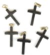 5 22x15mm Hematite Cross with Gold Bail and Ring